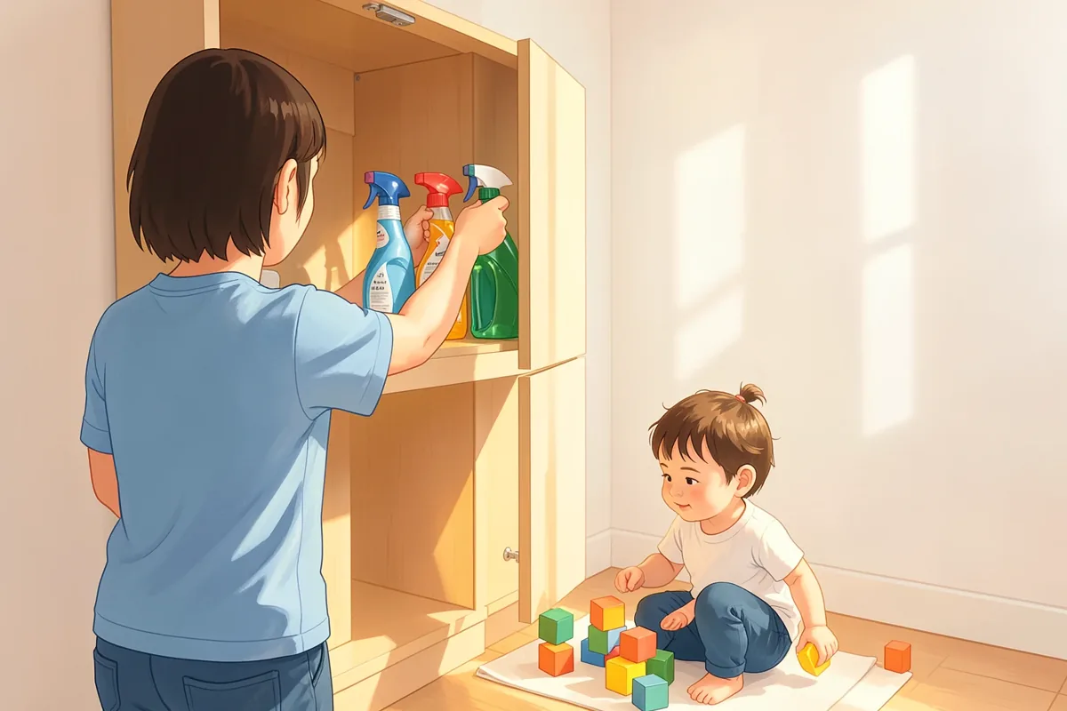 Cất hoá chất tẩy rửa an toàn khi nhà có trẻ nhỏ: chỗ cất và cách xử lý