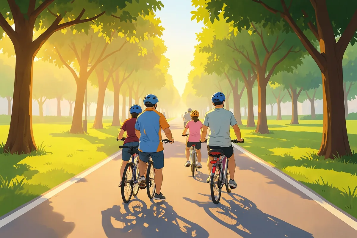 Đạp xe cả nhà ra công viên: chuẩn bị xe, mũ bảo hiểm và quy tắc đi