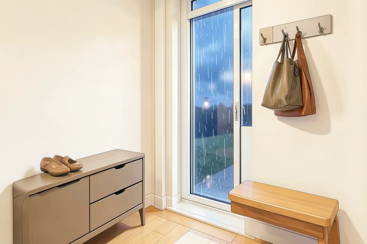 Sắp xếp góc cửa ra vào: giày dép, chìa khoá, túi xách gọn gàng